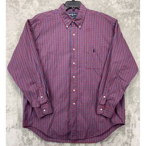 Ralph Lauren Men's 'Big‎ Shirt' Shirt Red Blue Black Plaid XL 100% Cotton